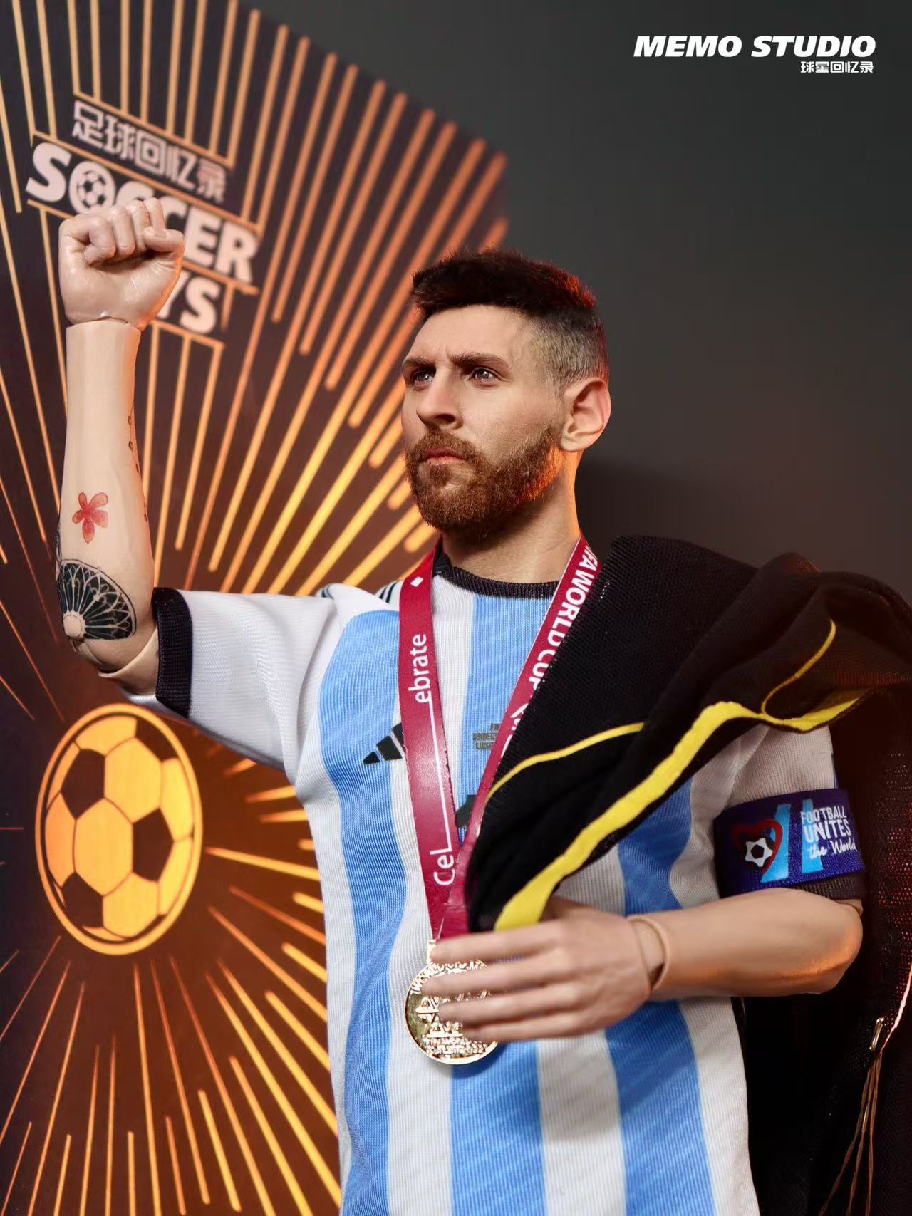 Memo Studio Soccer Memoir Custom 1/6 Lionel Messi Qatar World Cup Champion Figure