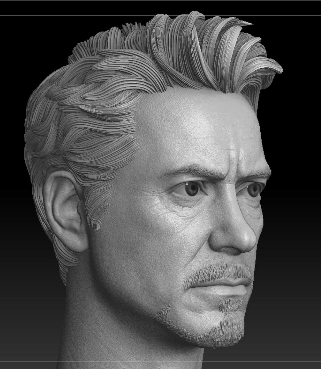 Tony Stark 1/6 Unpainted Head Sculptures from <Iron Man 2> (2010).