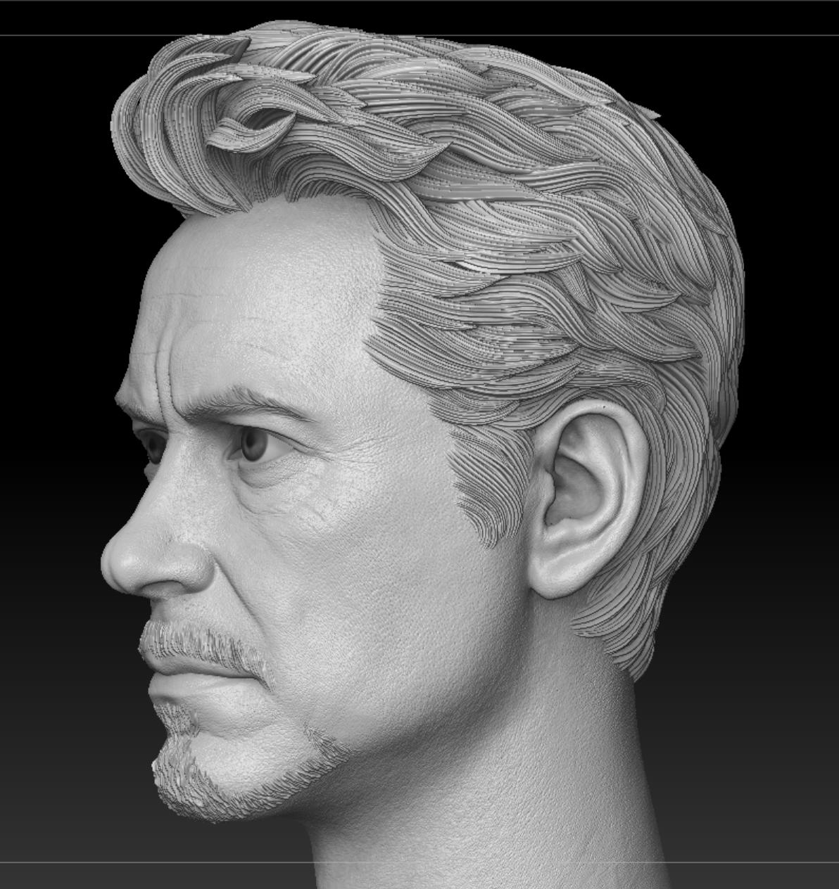 Tony Stark 1/6 Unpainted Head Sculptures from <Iron Man 2> (2010).