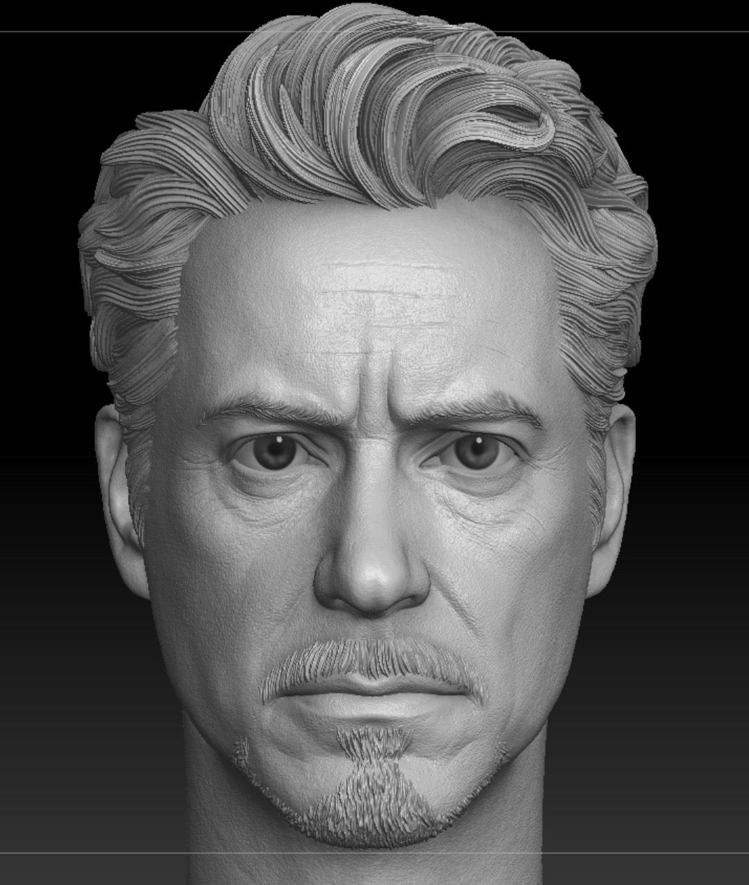 Tony Stark 1/6 Unpainted Head Sculptures from <Iron Man 2> (2010).