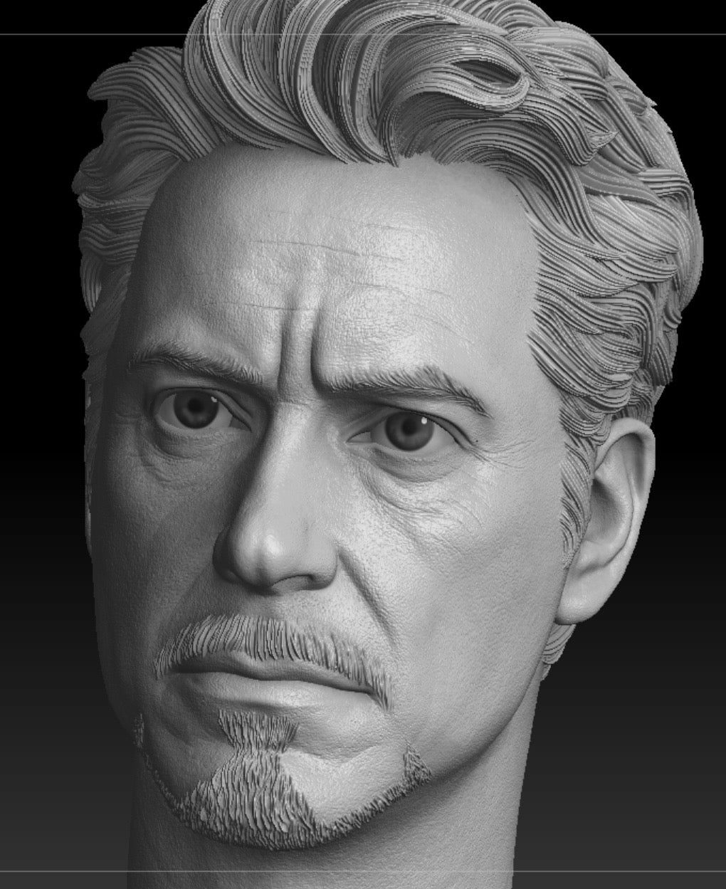 Tony Stark 1/6 Unpainted Head Sculptures from <Iron Man 2> (2010).