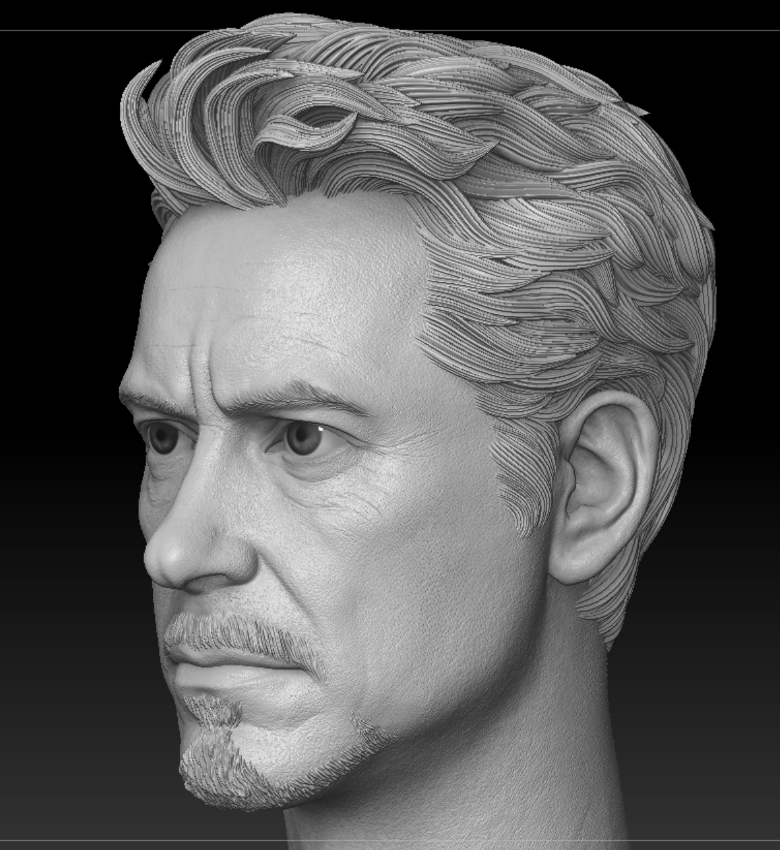 Tony Stark 1/6 Unpainted Head Sculptures from <Iron Man 2> (2010).