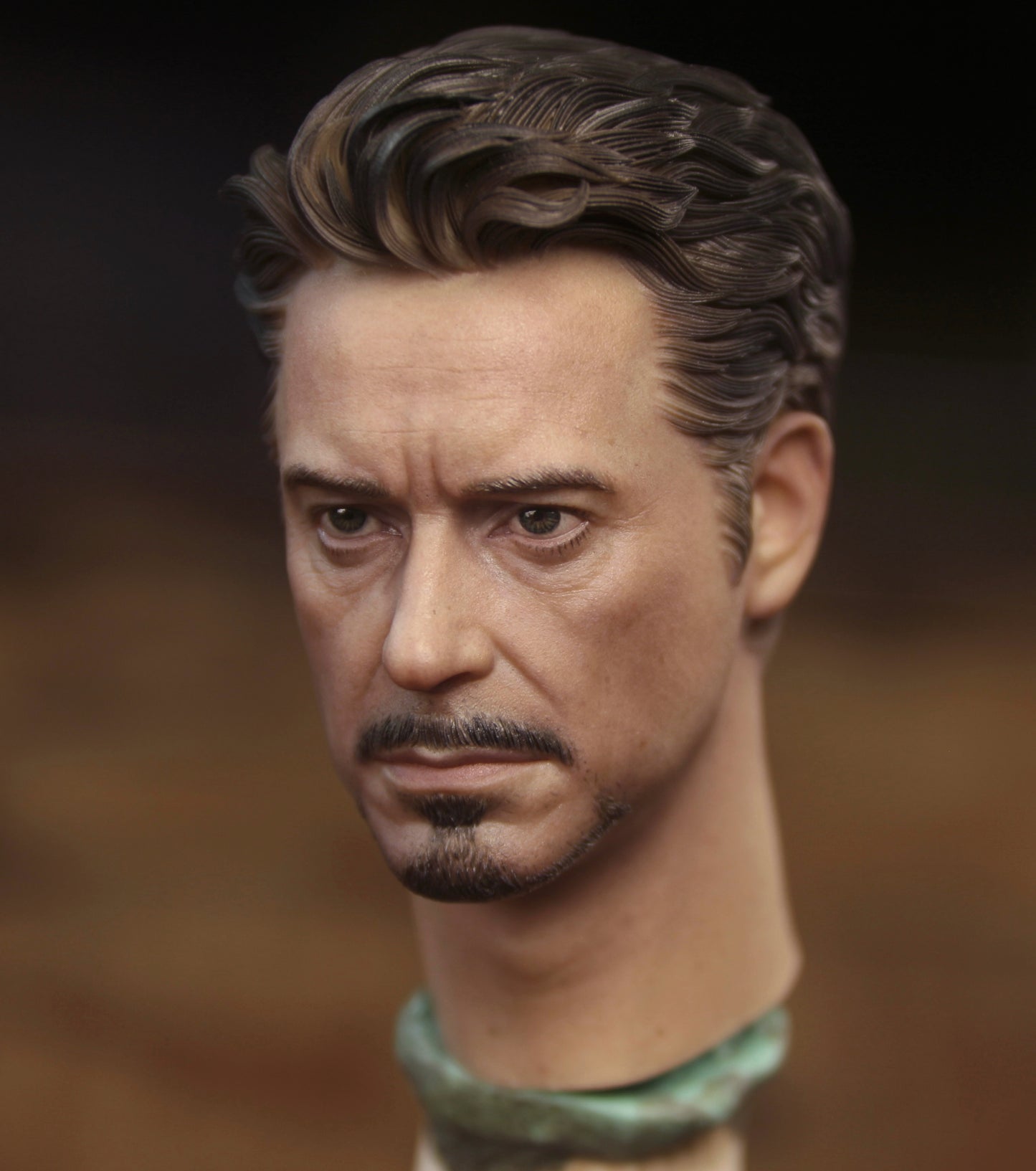 Tony Stark 1/6 Unpainted Head Sculptures from <Iron Man 2> (2010).