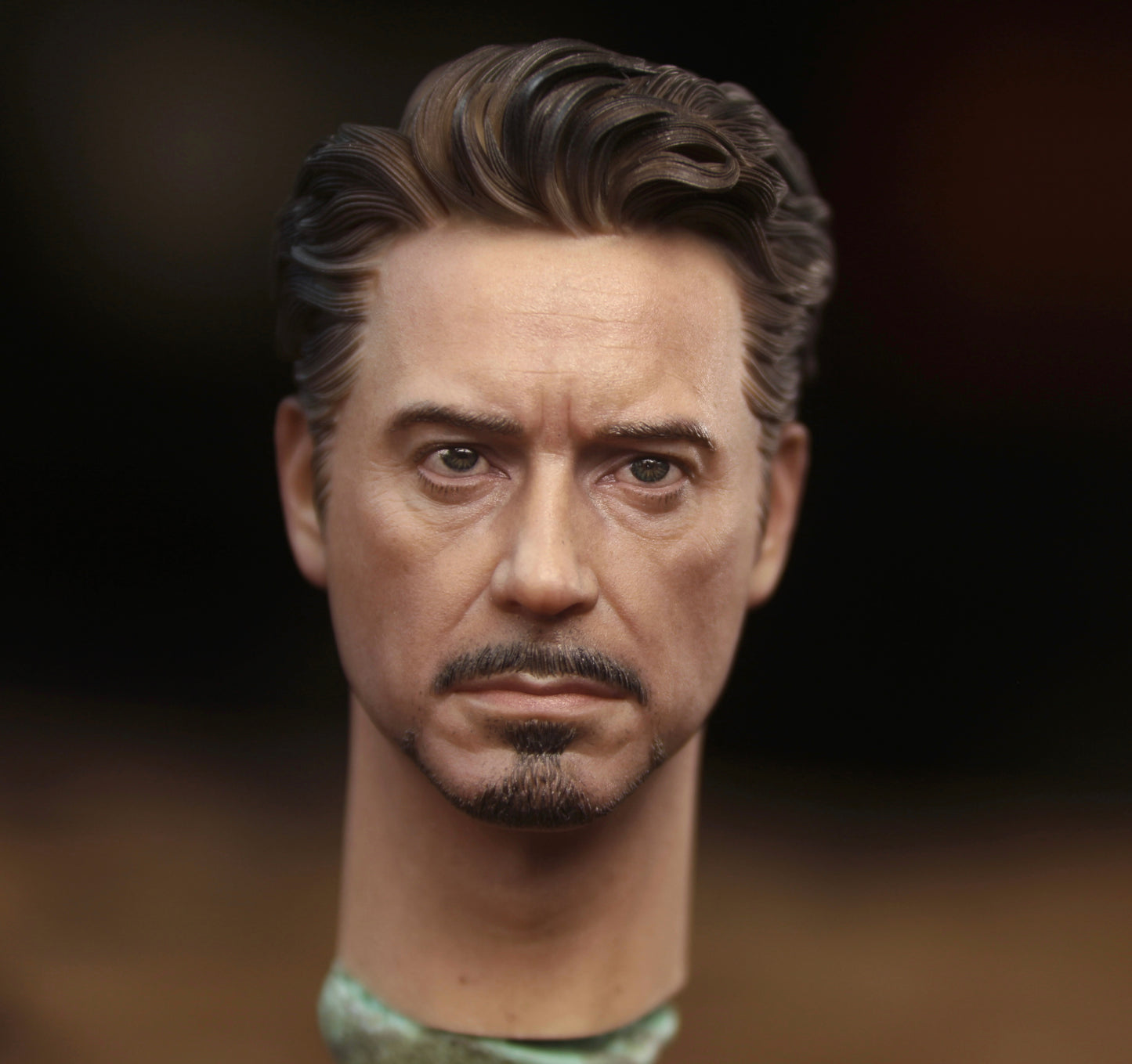 Tony Stark 1/6 Unpainted Head Sculptures from <Iron Man 2> (2010).