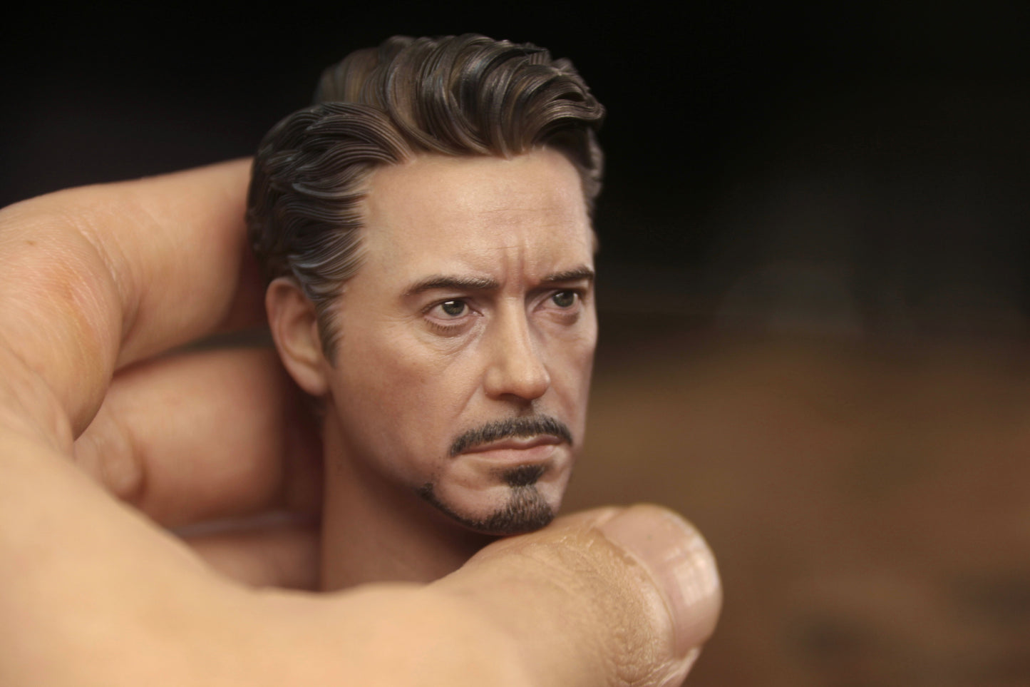 Tony Stark 1/6 Unpainted Head Sculptures from <Iron Man 2> (2010).